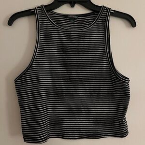 Wild Fable Black & White Stripe Cropped Tank